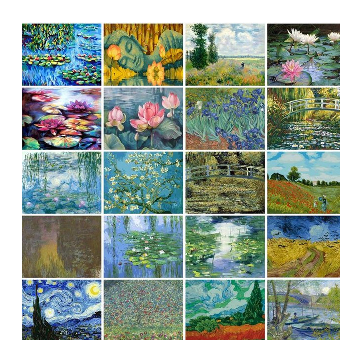 Gatyztory Malen nach Zahlen Set für Erwachsene mit abstraktem Van Gogh Himmel Landschaft Motiv in Orange und Mehrfarbig, B: 75 cm, H: 60 cm - Bild 1