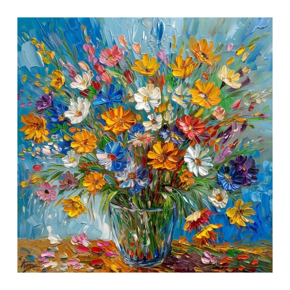 GATYZTORY Malen nach Zahlen Set mit floralem Ölgemälde auf Leinwand, gelb und mehrfarbig, mit Rahmen, B: 60 cm, H: 75 cm - Bild 1