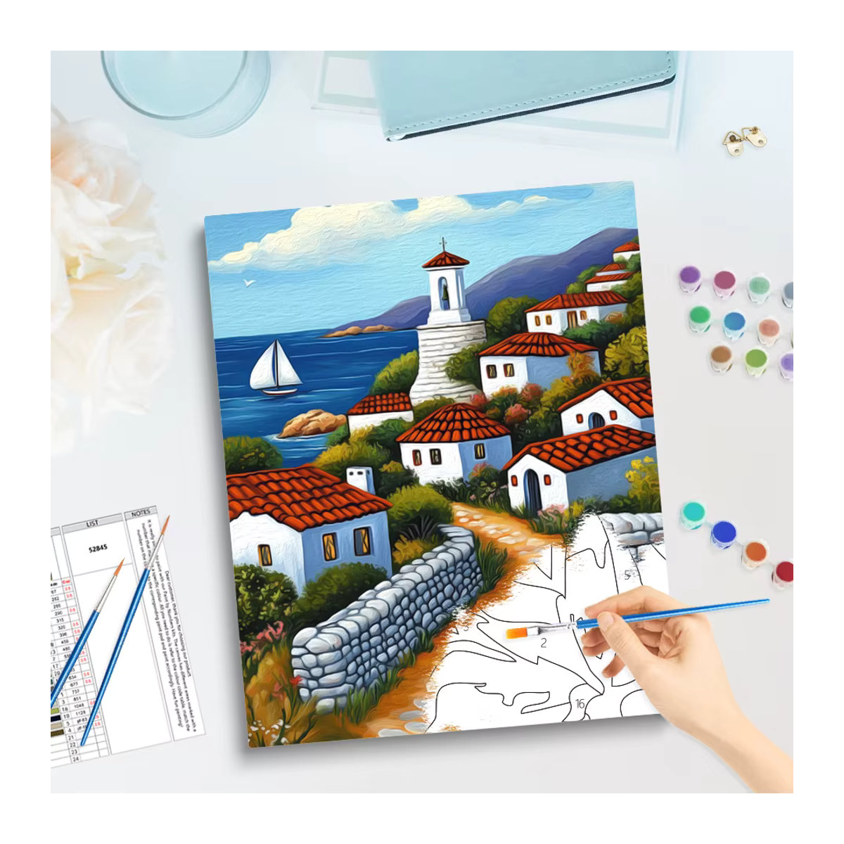 GATYZTORY Malen nach Zahlen Set mit Vintage Haus Landschaft Motiv auf Leinwand in Mehrfarbig - Bild 1