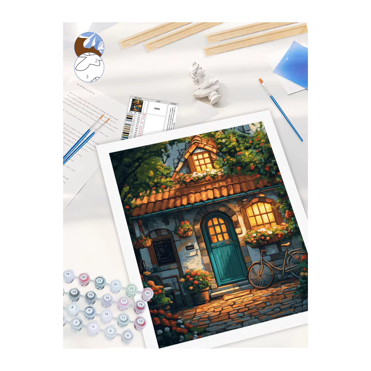 GATYZTORY Malen nach Zahlen Set mit Vintage Haus Landschaft Motiv auf Leinwand in Mehrfarbig - Bild 4