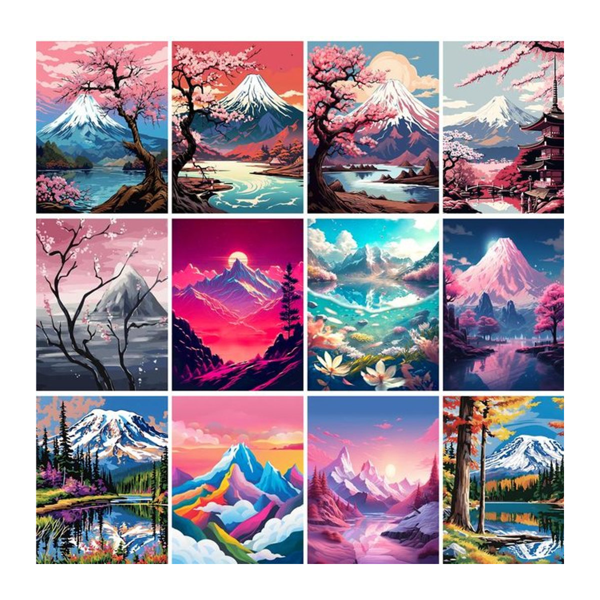 GATYZTORY Malen nach Zahlen Set Snow Mountain Landschaft auf Leinwand, mehrfarbig und lila, Rahmenlose DIY Ölgemälde im Querformat - Bild 1