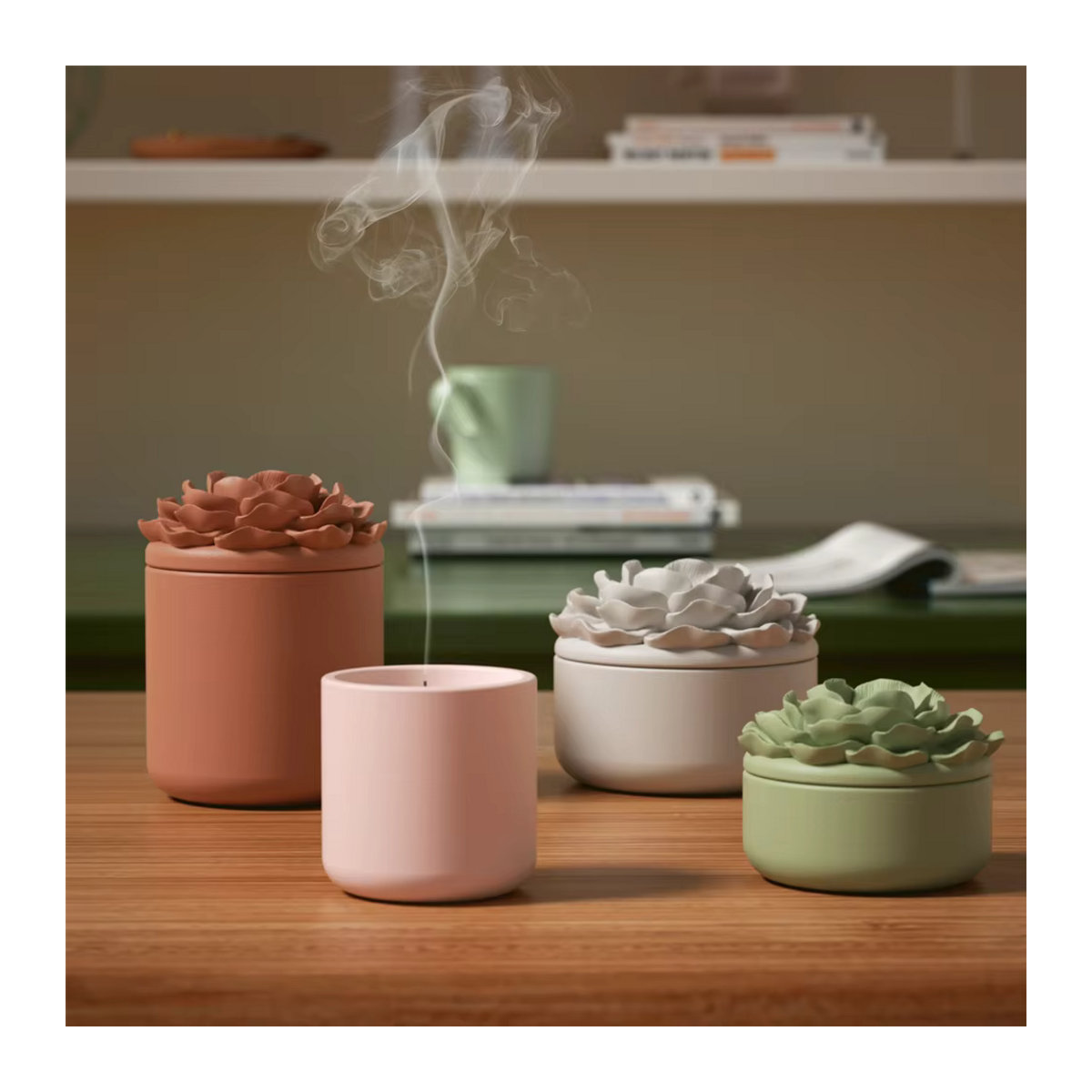 GBhouse Nicole Kamelie Silikonform für DIY Kerzen aus Jesmonite, Beton oder Gips, mehrfarbig, florales Design - Bild 3