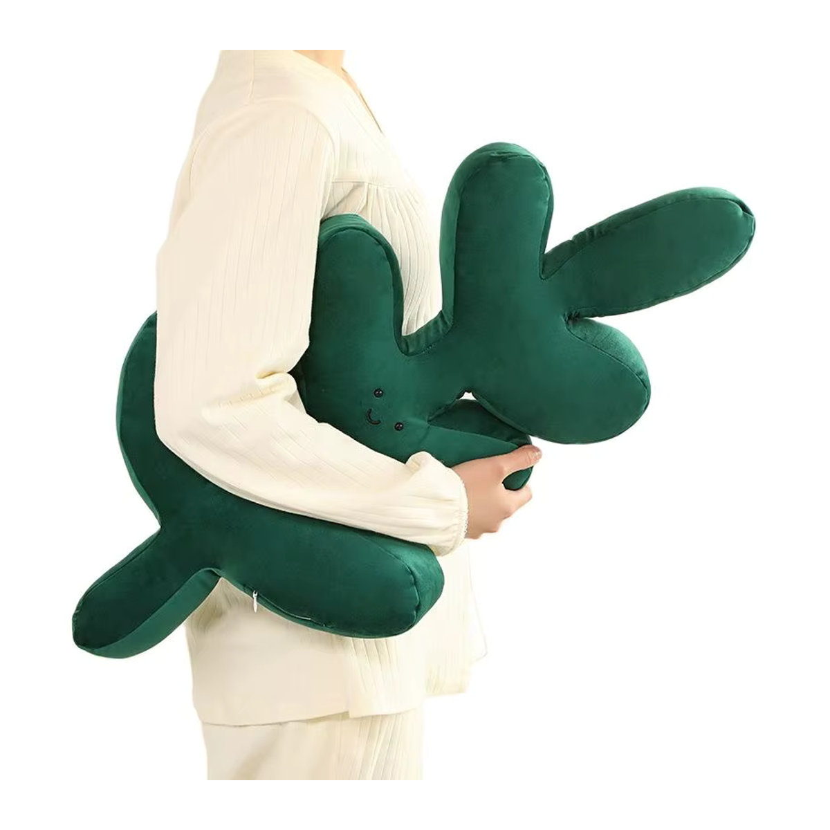 GDzaccly Blätter Kissen in Blattform im Nordic Stil, Grün und Weiß, Plüsch Kissen mit Gesicht für Sofa und Dekoration - Bild 3