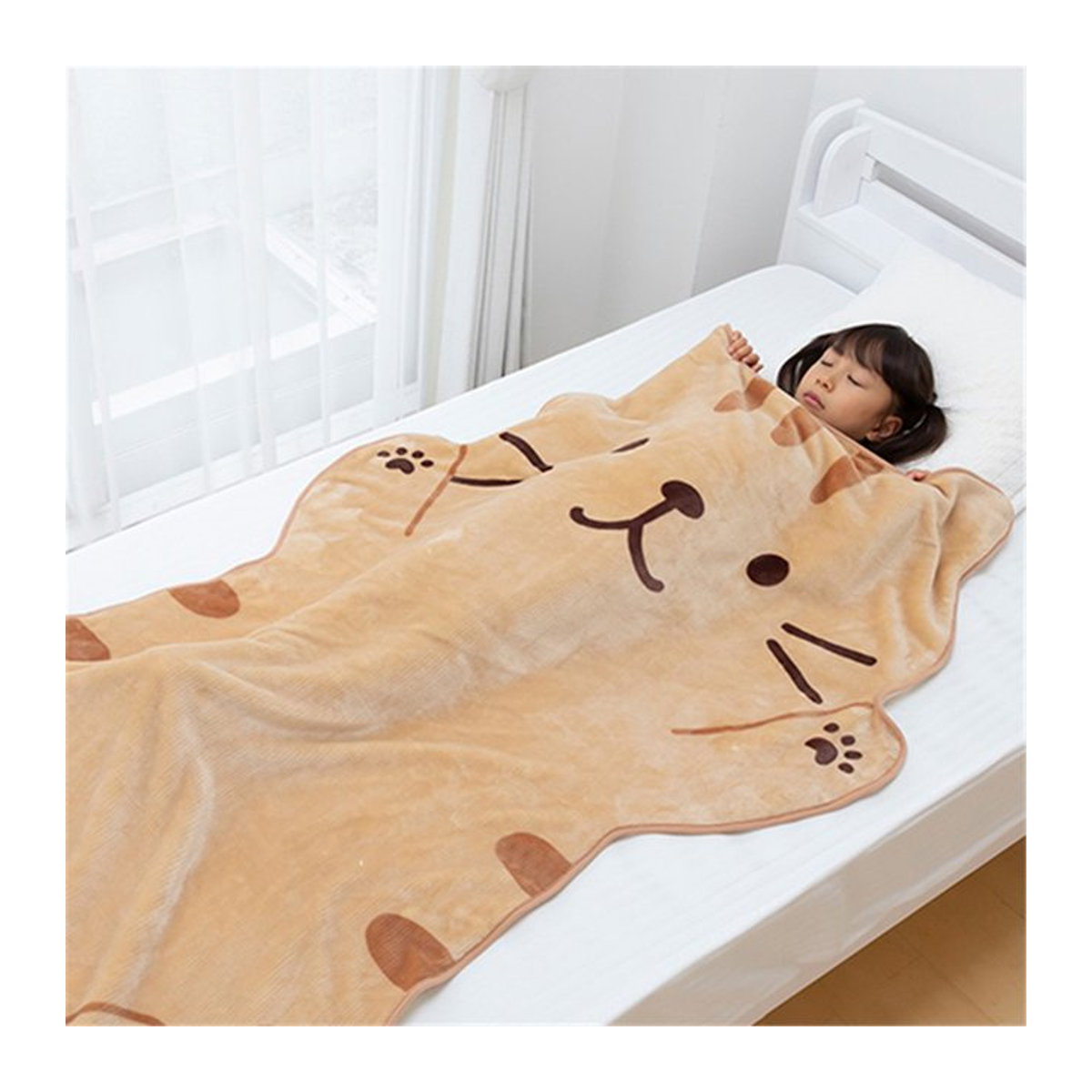 GDzaccly Kuschelige Katzen-Plüschdecke aus Flanell in Braun, Weiß und Beige, 150 cm für Kinder und Babys - Bild 1