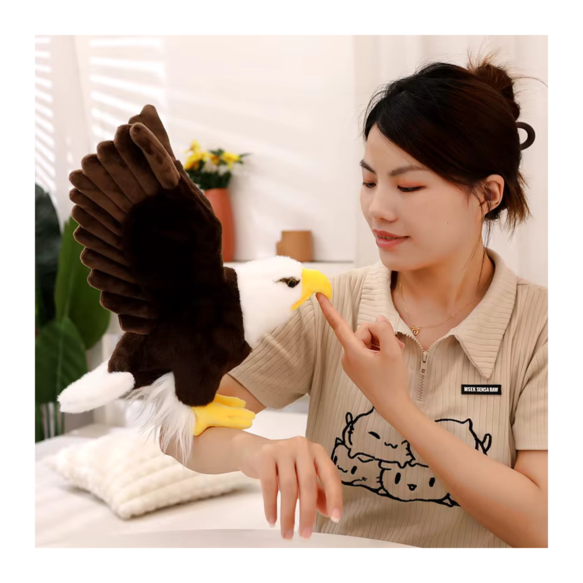 GDzaccly Weißkopfseeadler Plüschtier in Weiß und Braun als weiches Stofftier für Kinder - Bild 3