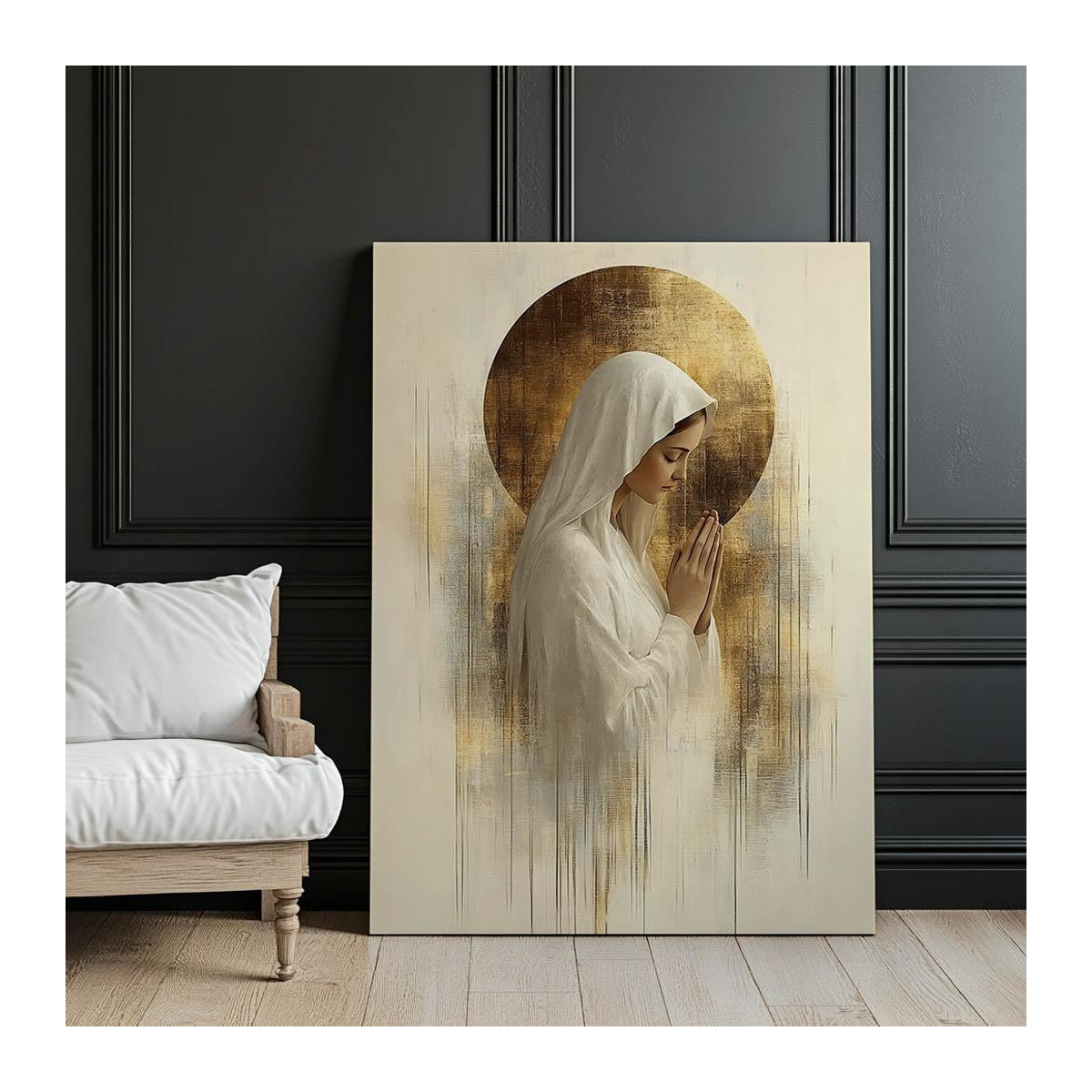 Gebet in Stille - Maria Premium-Leinwand von Marcin Zbijowski, B: 30 cm, H: 40 cm, ohne Rahmen - Bild 3