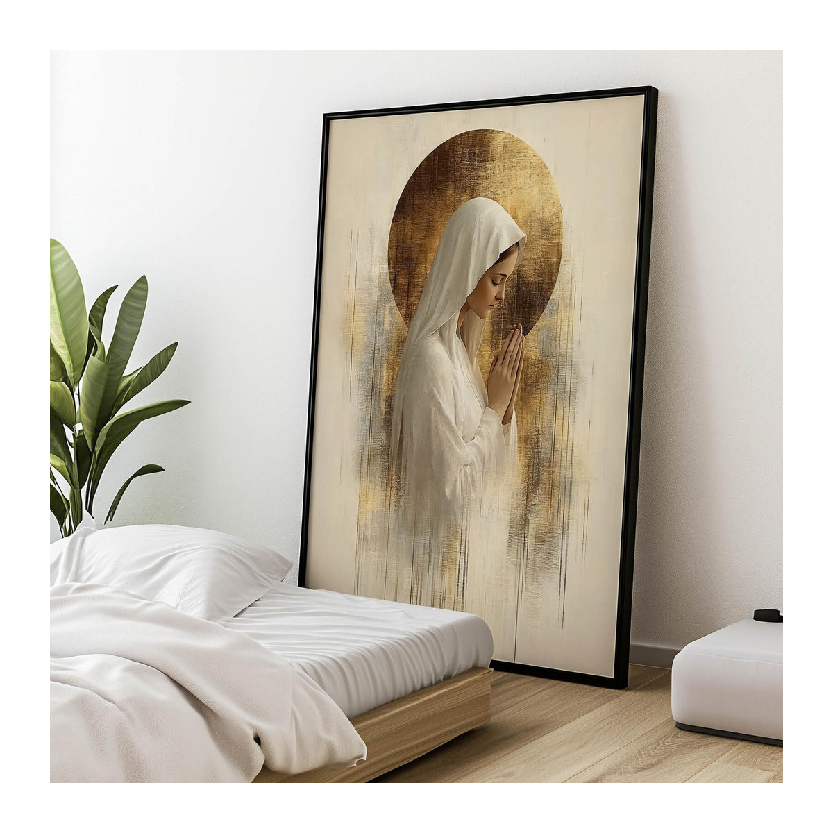 Gebet in Stille - Maria Premium-Leinwand von Marcin Zbijowski, B: 30 cm, H: 40 cm, ohne Rahmen - Bild 4