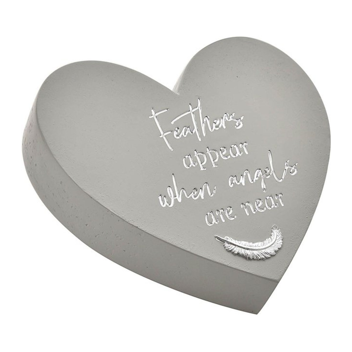 Gedenkherz Gedanken an Dich von CELEBRATIONS in Grau mit Federdesign, B/H/T: 16,5 x 15,0 x 7,0 cm - Bild 1