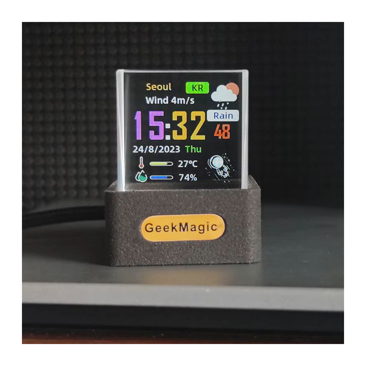 GeekMagic GIFTV Kristallwürfel mit Fotodisplay und holografischer Smart-Wetterstation als digitale Uhr mit GIF-Animationsalbum in Weiß und Transparent - Bild 2