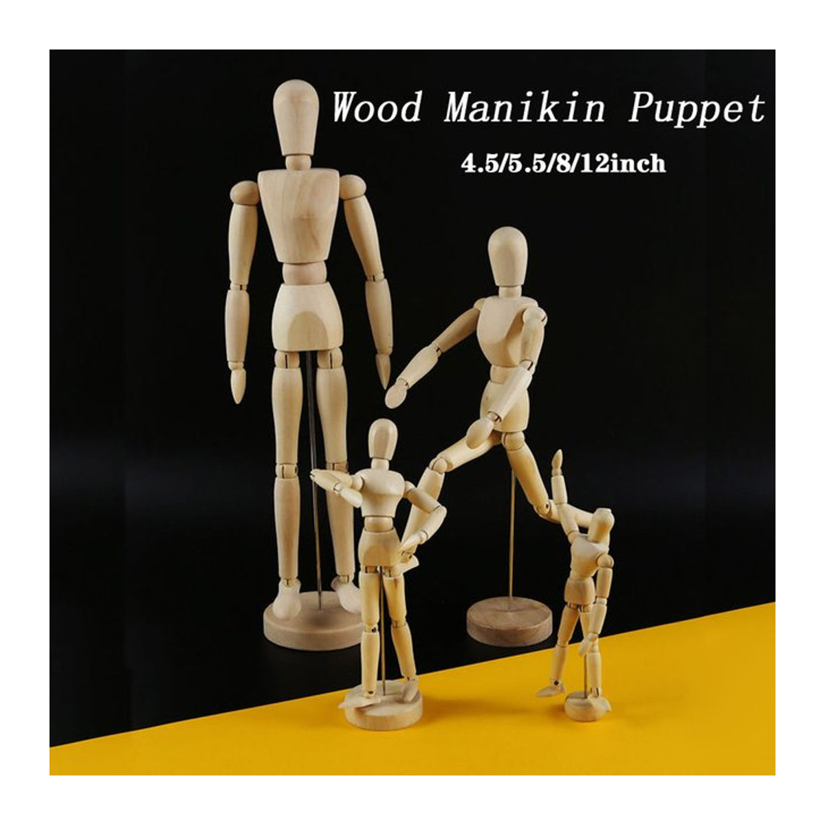 Gelenkmodell der menschlichen Figur aus Holz in Beige als Künstlerpuppe zum Zeichnen mit Ständer - Bild 1