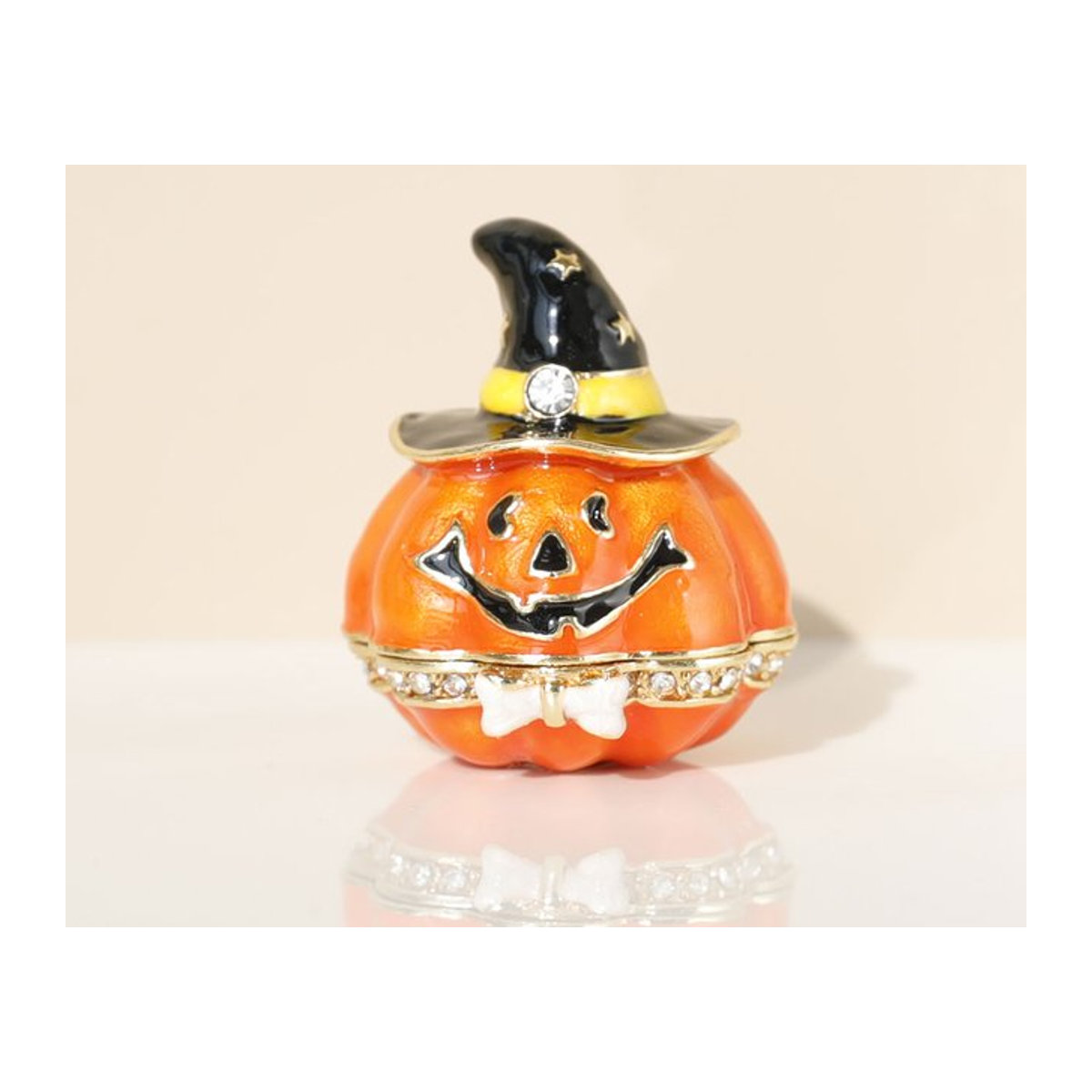 GENAUIRSUN Kürbis Schmuckfigur aus Emaille und Metall in Orange für Herbst und Halloween Dekor - Bild 1