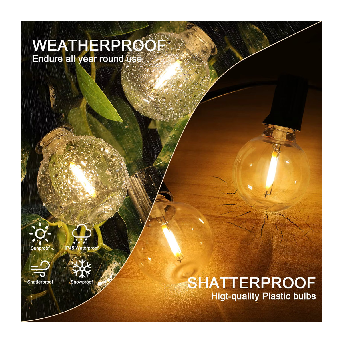 Genixgreen 25er Set LED Filament Lampen G40 Globe Retro Warmweiß E12 Basis Dimmbar Bruchsicher - Bild 3