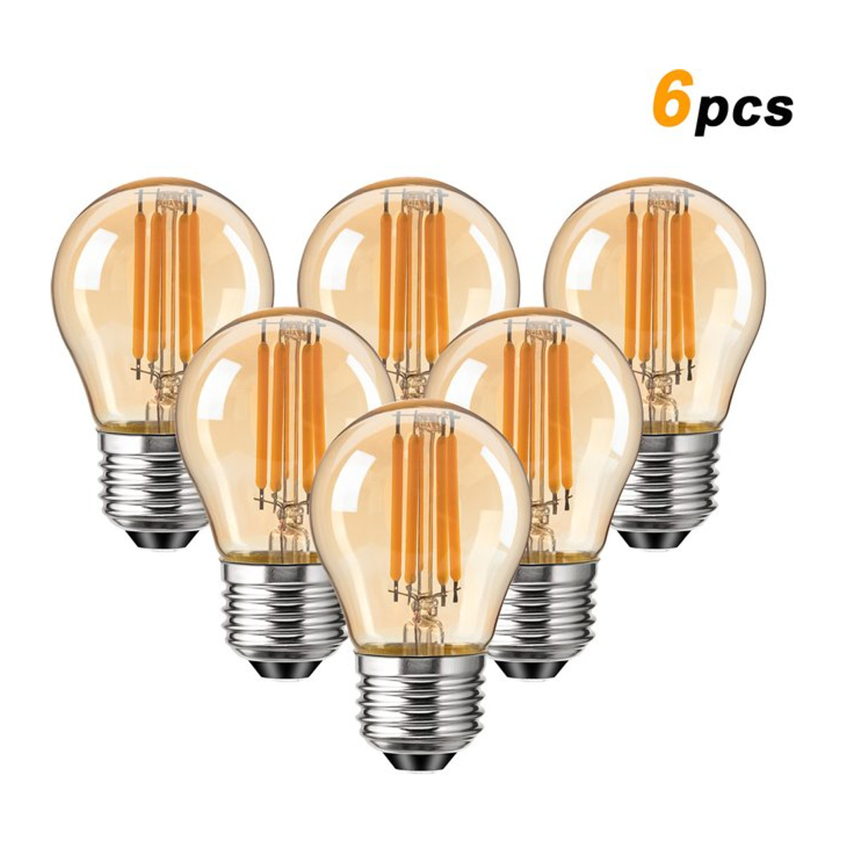 Genixgreen G45 LED-Filament Glühbirne Retro Design, E27 Schraubsockel, bernsteinfarbenes Glas, Warmweiß, dimmbar - Bild 1