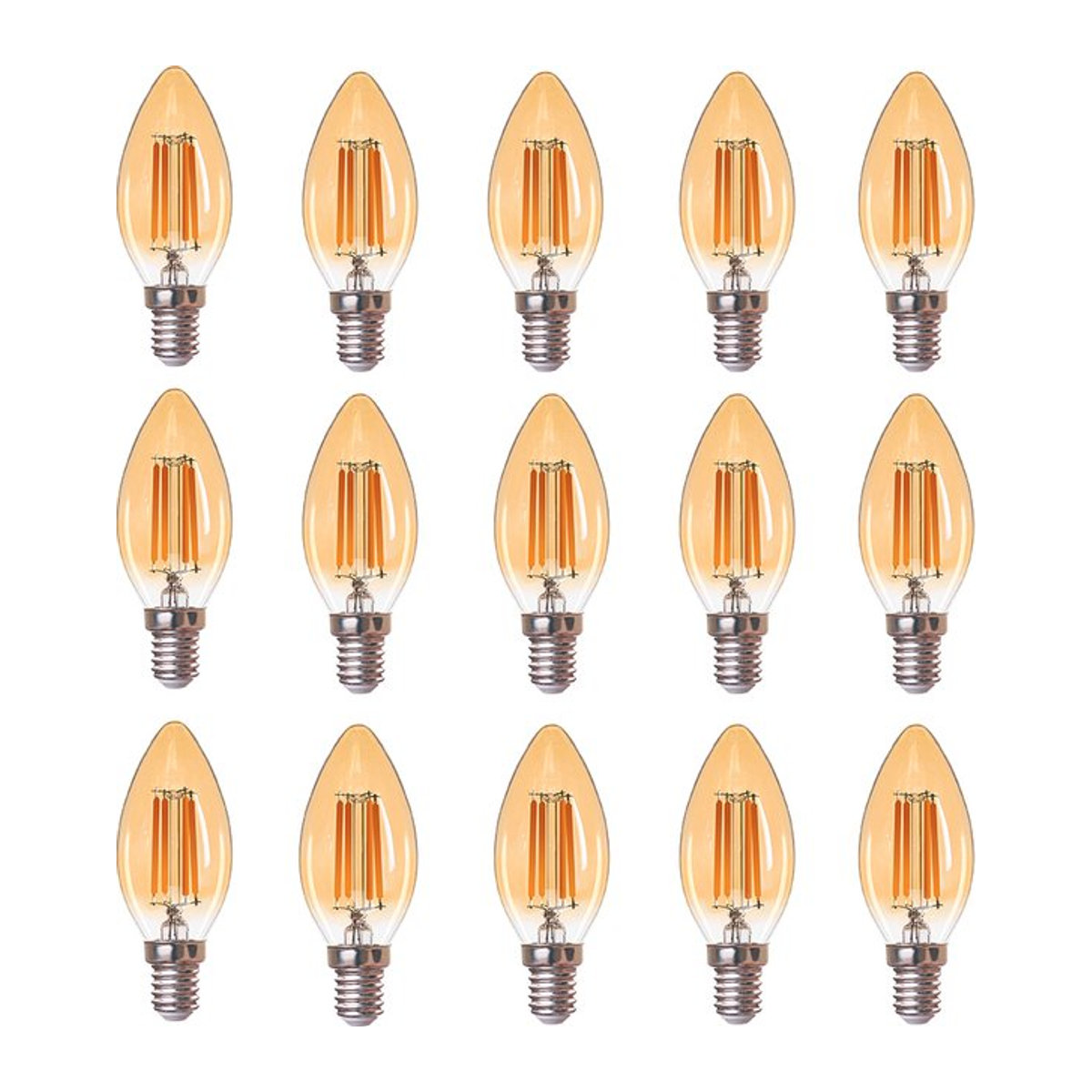 Genixgreen LED-Kerzenlampe C35 Retro Glühfadenlampe E14 Bernsteinfarben Warmweiß 2700K Dimmbar - Bild 1