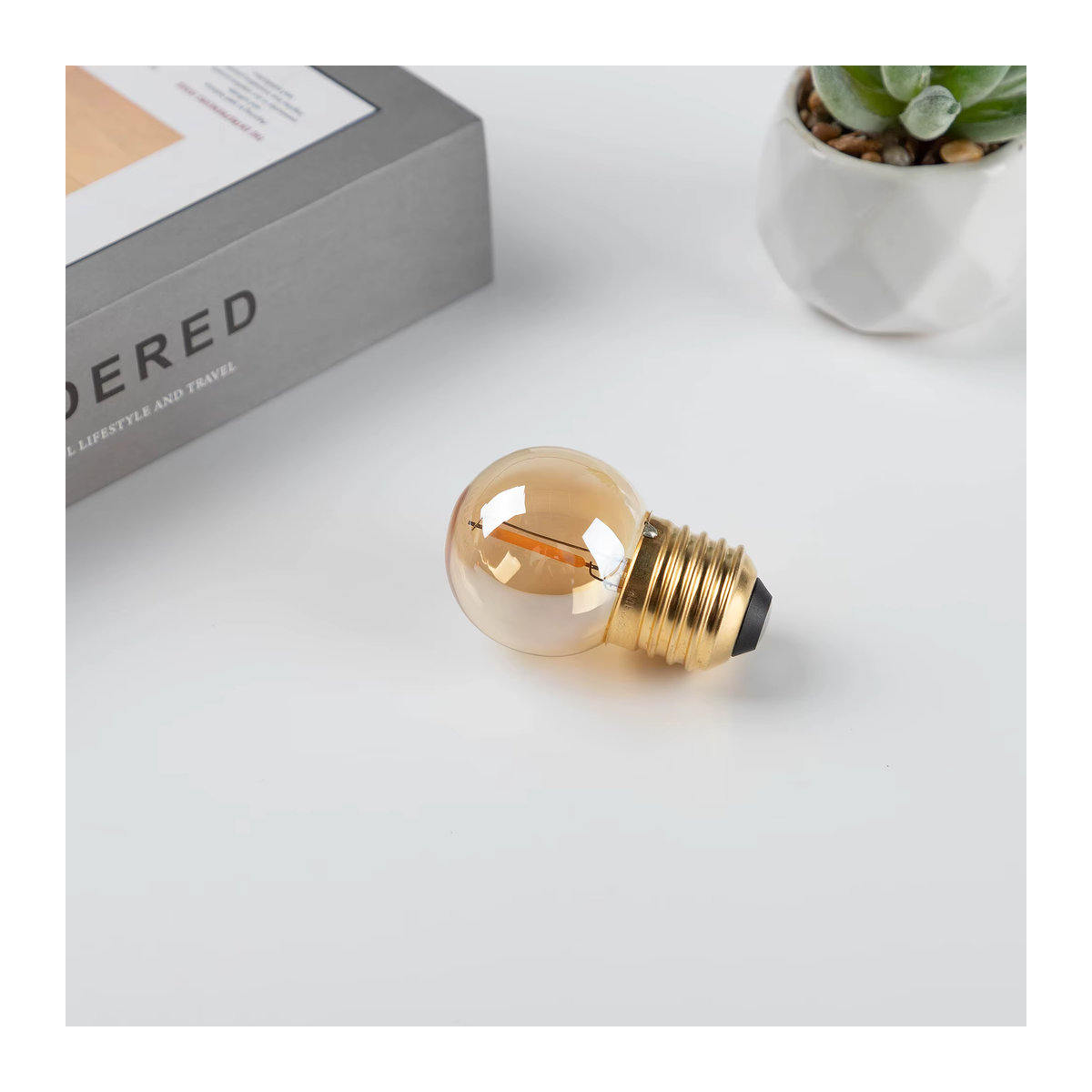 Genixgreen Vintage LED-Glühlampe G40 mit E27-Sockel, warmweiß, goldfarbenes Glas, dimmbar - Bild 5