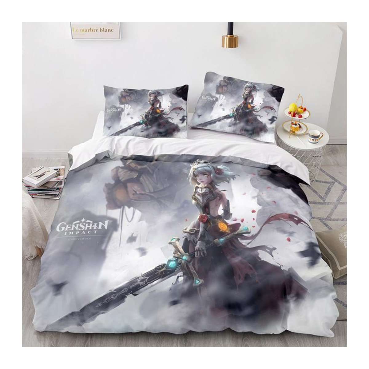 Genshin Impact Bettwäsche Set mit 3D-Design Kamisato Ayaka, Bettbezug mit Reißverschluss, B/H: 135 x 200 cm - Bild 1