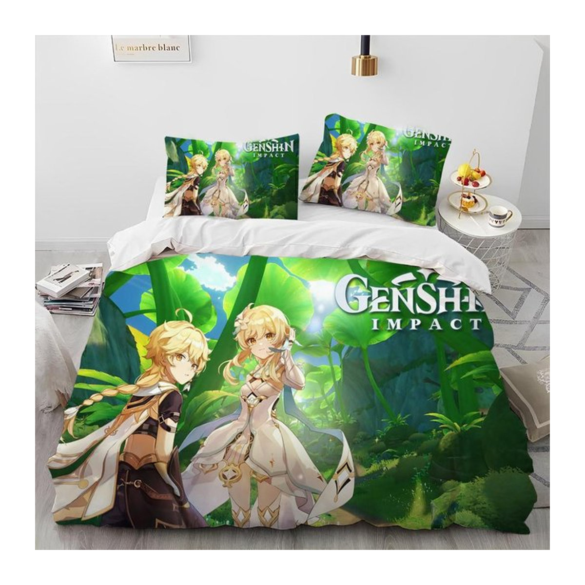 Genshin Impact Bettwäsche-Set mit Bettbezug und Kissenbezug, Multicolor, B/H: 135 x 200 cm - Bild 1