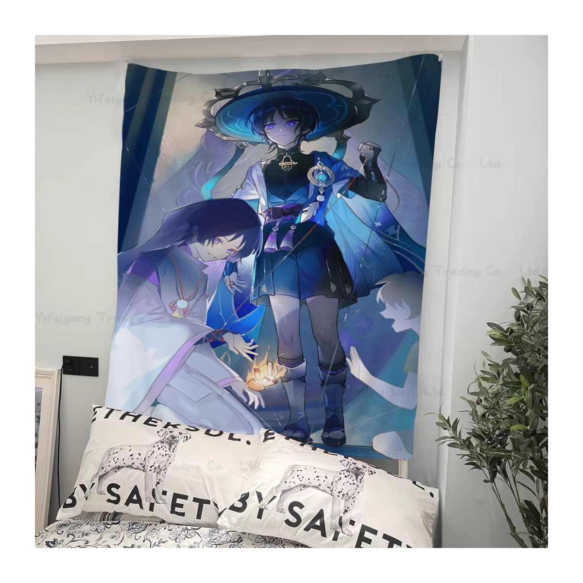 Genshin Impact Scaramouche Wandteppich mit floralem Hippie-Design in Mehrfarbig, B/H: 70 x 50 cm - Bild 2