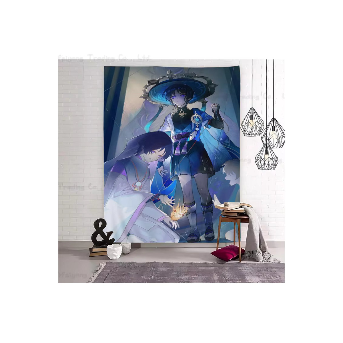 Genshin Impact Scaramouche Wandteppich mit floralem Hippie-Design in Mehrfarbig, B/H: 70 x 50 cm - Bild 7