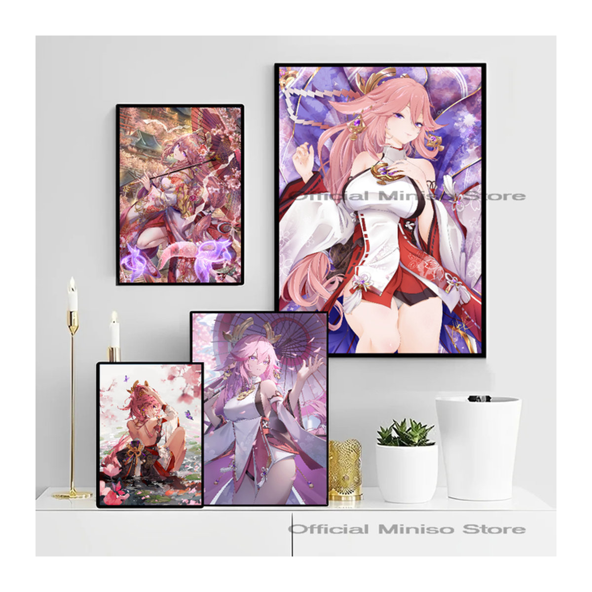 Genshin Impact Yae Miko Poster selbstklebender wasserfester Papier Aufkleber zur Wanddekoration in Mehrfarbig - Bild 1