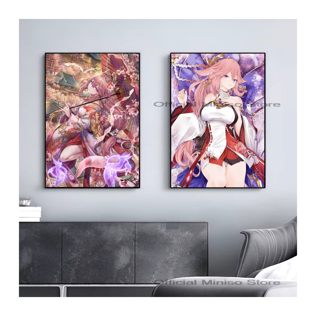 Genshin Impact Yae Miko Poster selbstklebender wasserfester Papier Aufkleber zur Wanddekoration in Mehrfarbig - Bild 2
