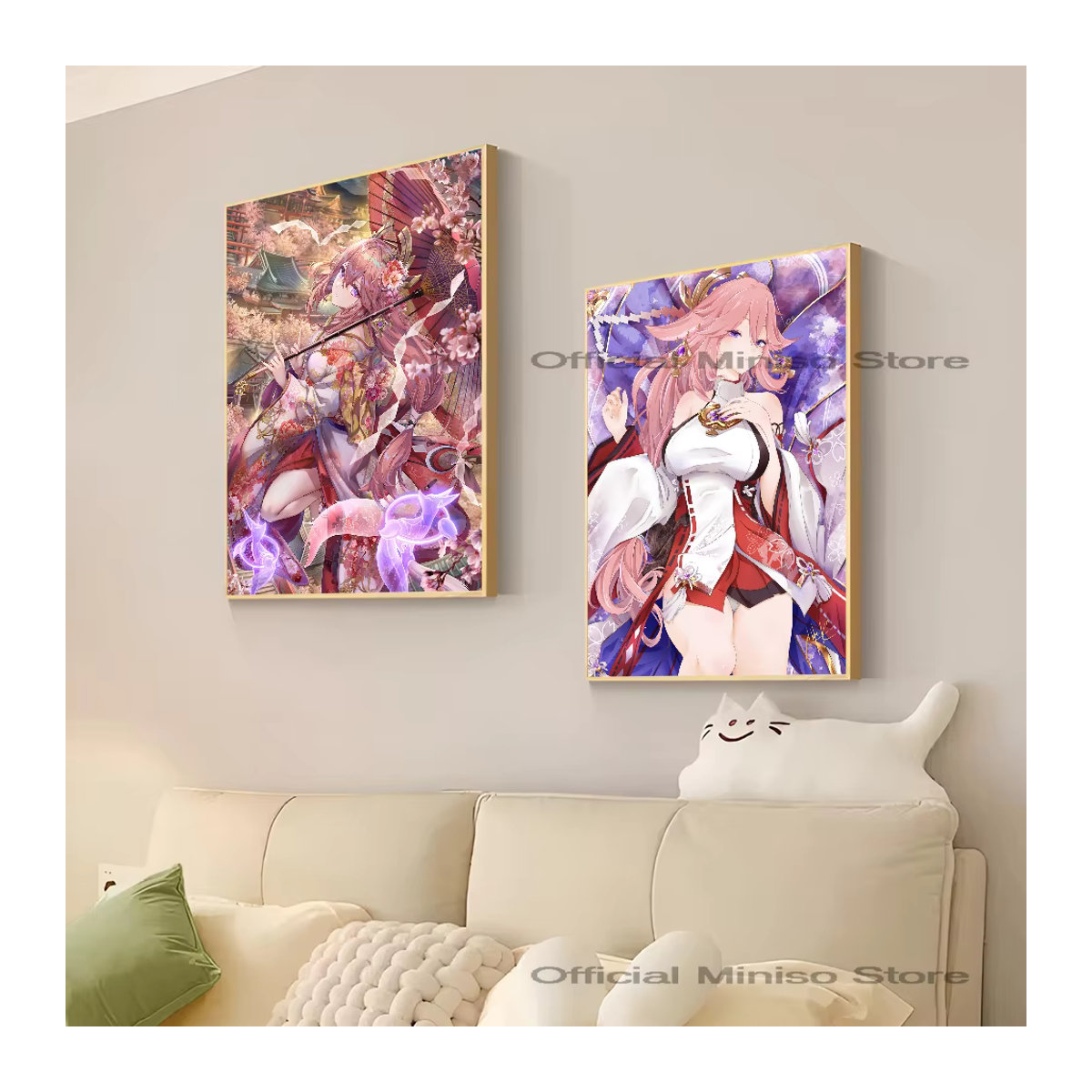 Genshin Impact Yae Miko Poster selbstklebender wasserfester Papier Aufkleber zur Wanddekoration in Mehrfarbig - Bild 5