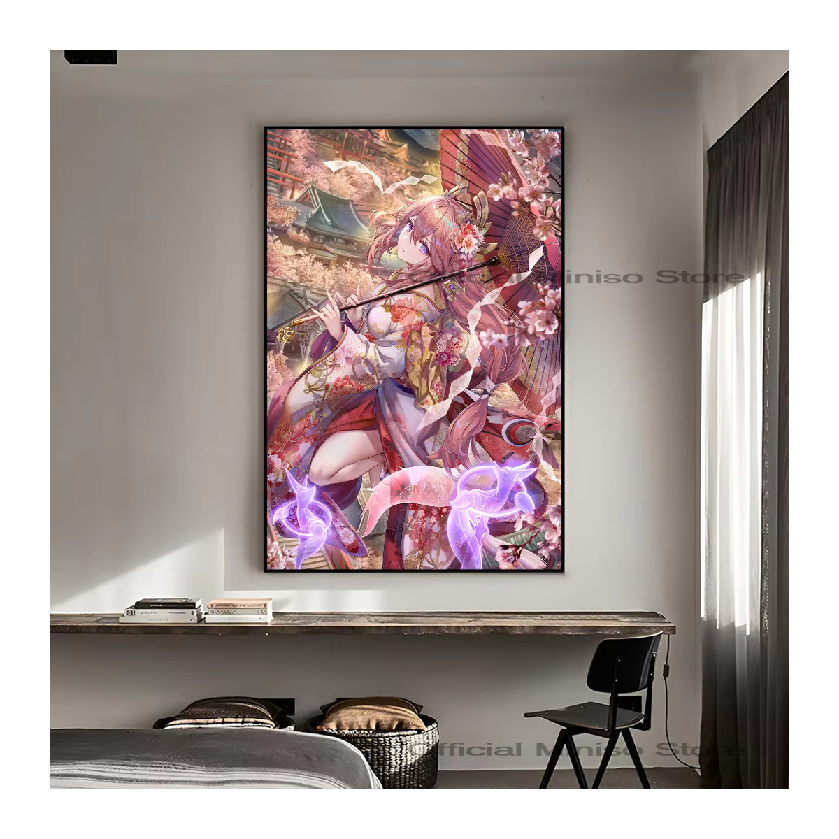 Genshin Impact Yae Miko Poster selbstklebender wasserfester Papier Aufkleber zur Wanddekoration in Mehrfarbig - Bild 6