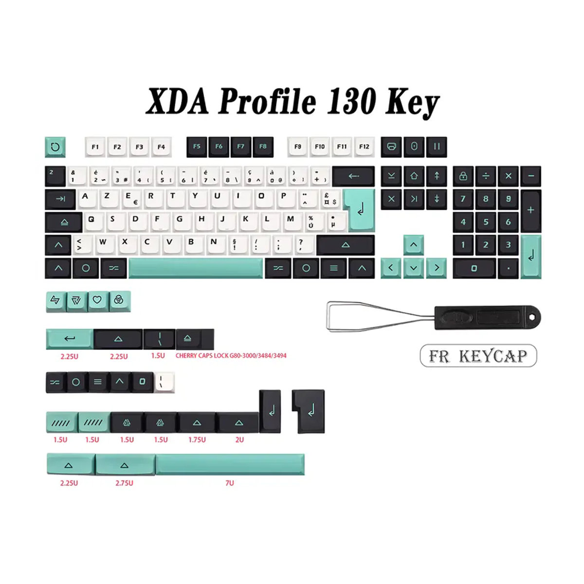 Geoma Keycap Set aus PBT im XDA Profil mit japanischen, koreanischen und europäischen Layouts für mechanische Tastaturen wie DZ60, RK61 und GK64, mehrfarbig - Bild 4