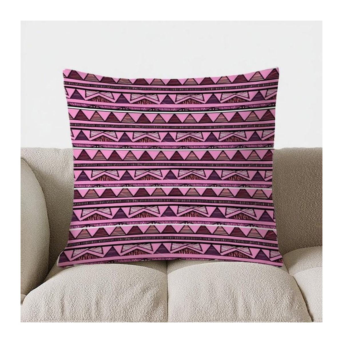 Geometrischer Kissenbezug mit Muster aus Peach Skin für Sofa und Schlafzimmer, B/B: 18 x 18 cm - Bild 1
