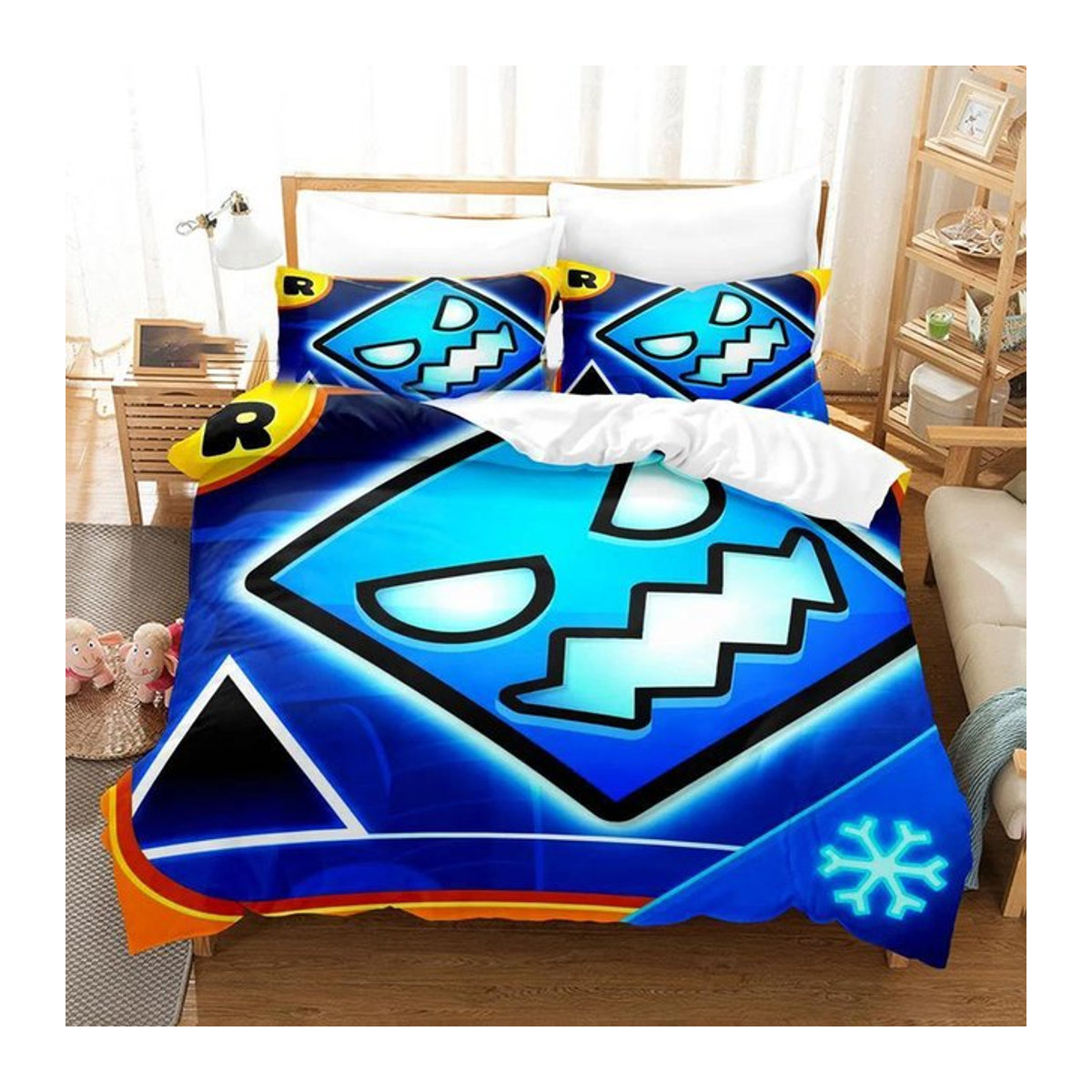Geometry Dash 3D Bettwäsche Set mit Bettbezug und Kissenbezug, Multicolor, B/H: 135 x 200 cm - Bild 1