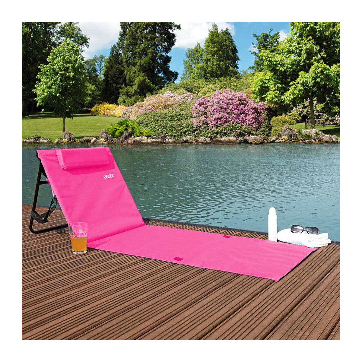 Gepolsterte Strandmatte DETEX in Rosa, B/T/H: 158 x 56 x 46 cm - Bild 2