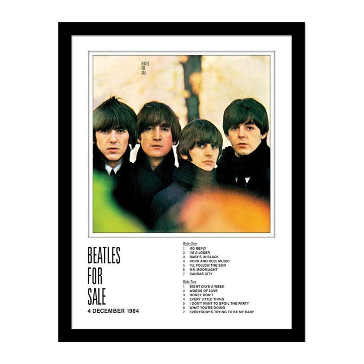 Gerahmter Druck von The Beatles in Weiß/Schwarz, Breite: 40 cm, Höhe: 40 cm - Bild 1