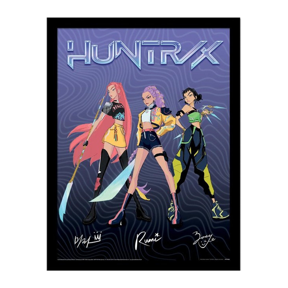 Gerahmtes Huntrix K-Pop Dämonenjäger Poster Portrait in Schwarz, B: 40 cm, H: 30 cm - Bild 1