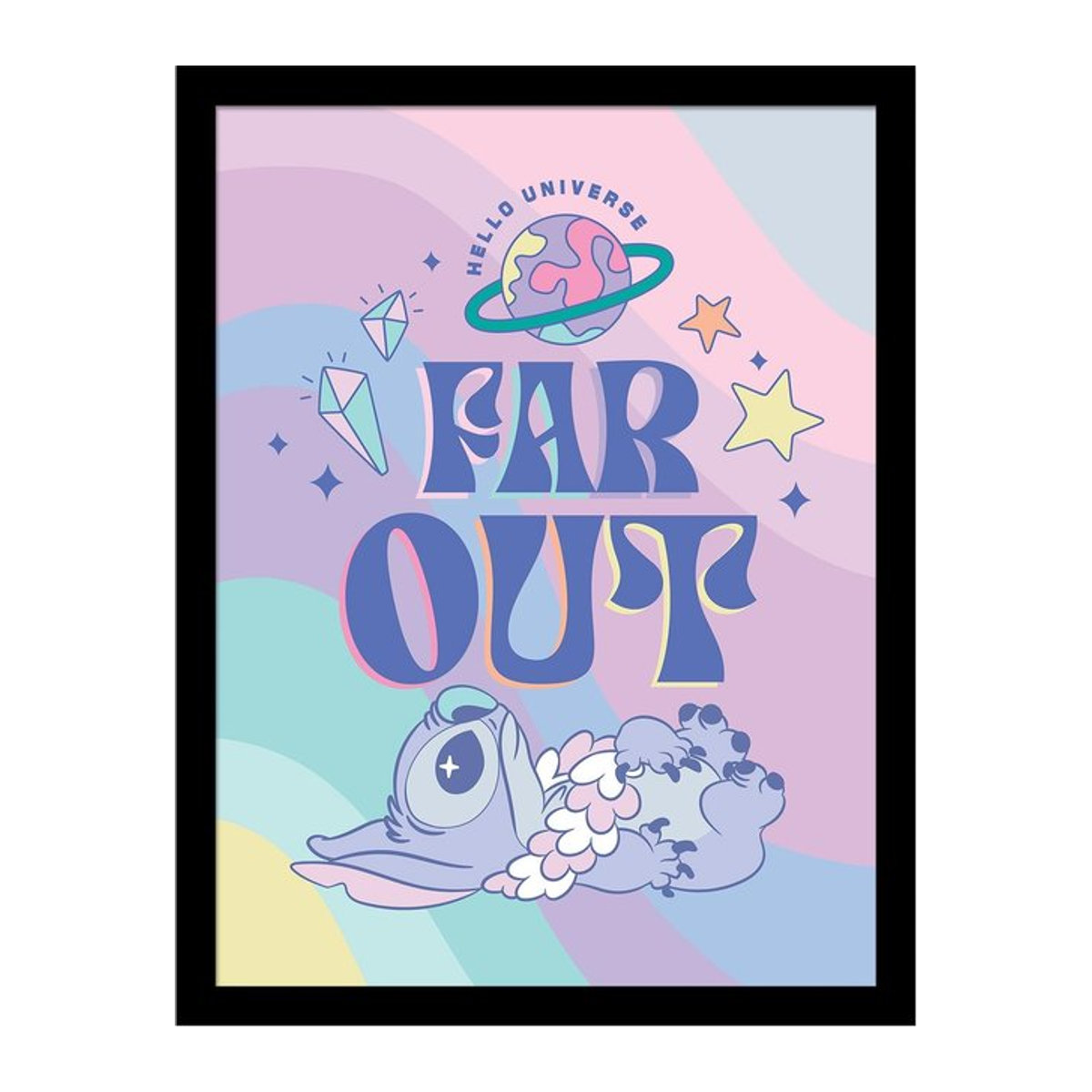 Gerahmtes Lilo & Stitch Poster Planetarisch Design in Schwarz mit Plexiglas - Bild 1