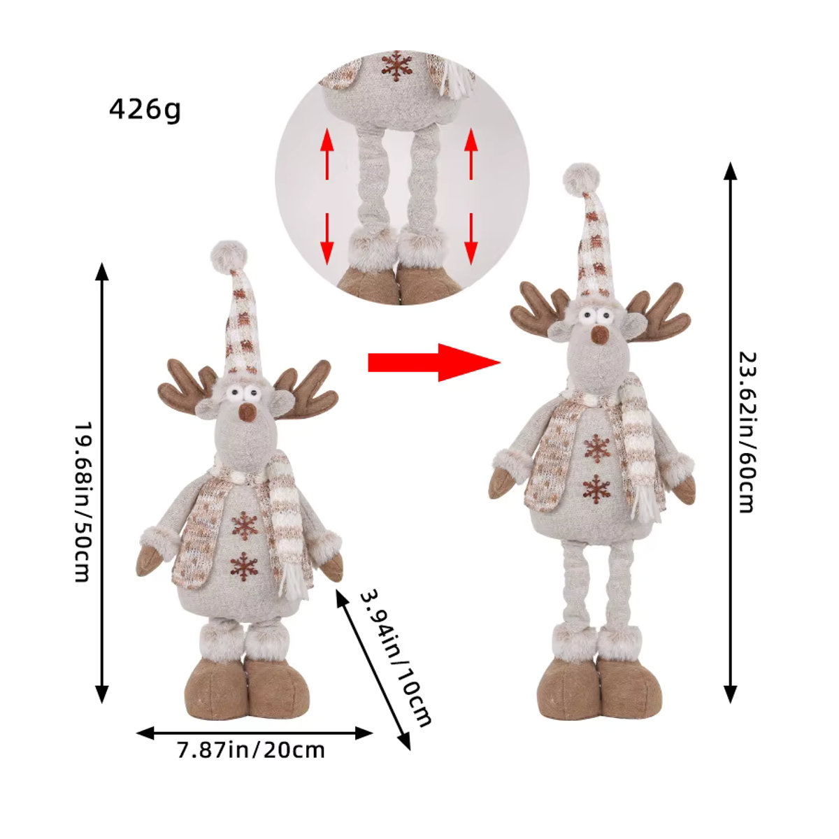 Gestrickte Schneemann und Elch Teleskop Puppen als Weihnachtsdekoration für die Fensterszene, Multicolor - Bild 2
