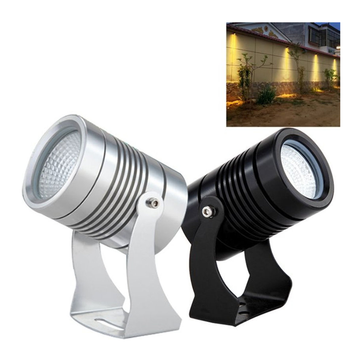 Getefu Dimmbarer LED Außenstrahler IP65 Wasserdicht für Garten und Landschaft in Weiß oder Silber mit neutralweißem Licht - Bild 1