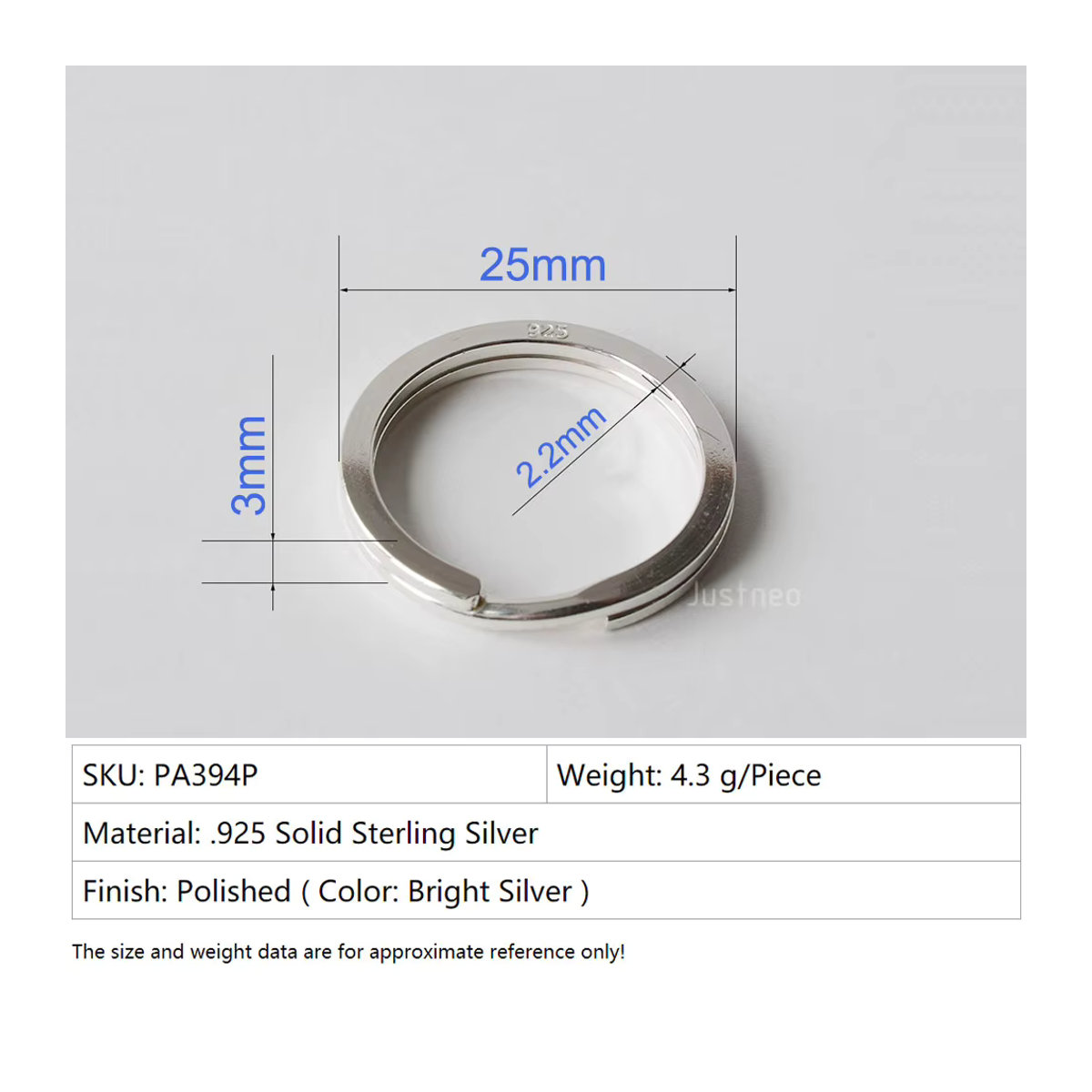 Geteilter Schlüsselanhänger aus massivem 925er Sterlingsilber von justneo in Silber, minimalistischer runder Metallring zur Schlüsselorganisation - Bild 2