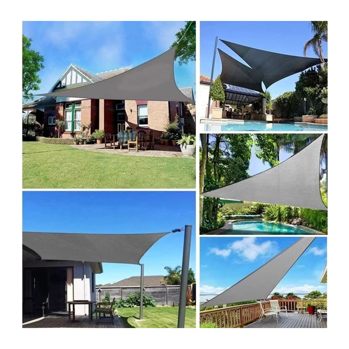 GFDYML Sonnensegel aus Polyester für Terrasse und Garten, wasserdicht und rechteckig, B/T: 200 x 200 cm, Grau oder Beige - Bild 5