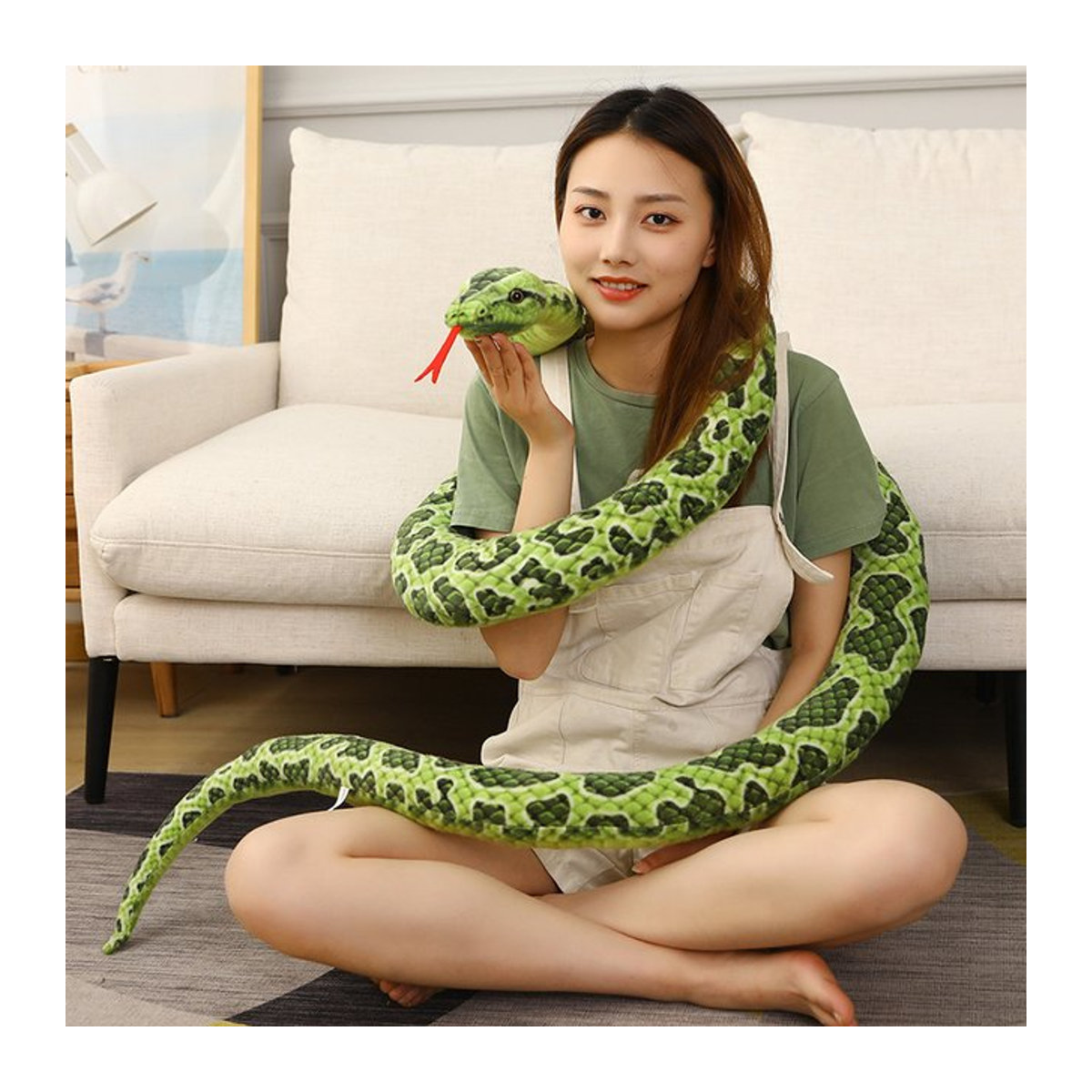 GFNANHAI Riesiges Schlangen Plüschtier Simulation Lange Goldene Python als Kuscheltier für Kinder in Gold, Schwarz und Grün - Bild 1