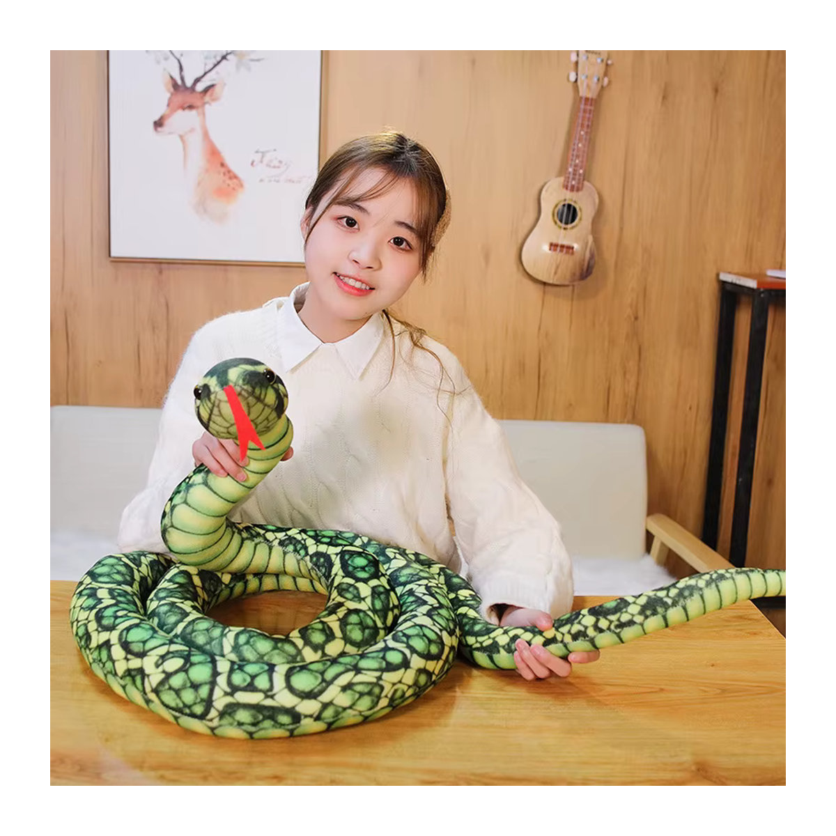 GFNANHAI Riesiges Schlangen Plüschtier Simulation Lange Goldene Python als Kuscheltier für Kinder in Gold, Schwarz und Grün - Bild 2