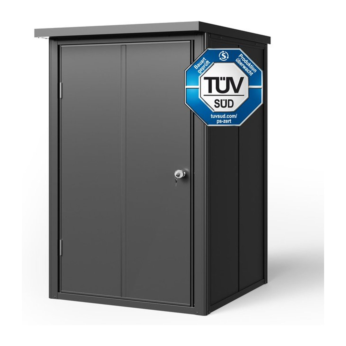 GFP Primeyard Geräteschrank FRANZ aus Metall mit Boden und Schloss, anthrazit, B/T/H: 84 x 84 x 131 cm - Bild 1