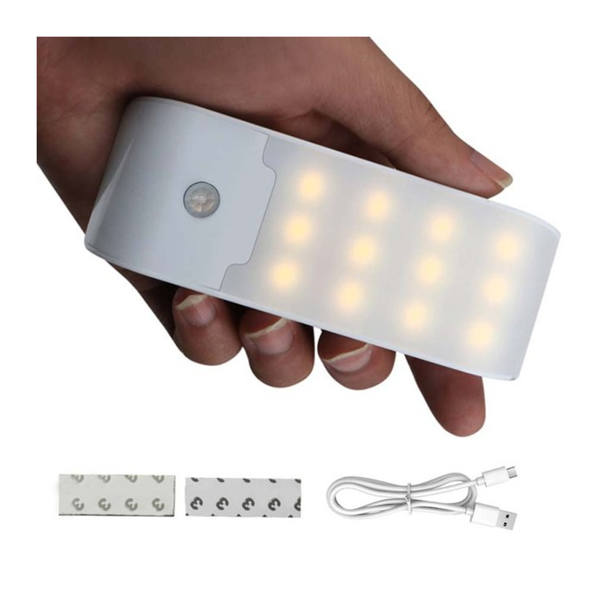 GGBEE 12LED Nachtlicht mit Bewegungsmelder, wiederaufladbare USB-LED-Lampe für Flur, Badezimmer, Schrank und Küche, Weiß, Minimalistisch, Möbelbeleuchtung - Bild 1