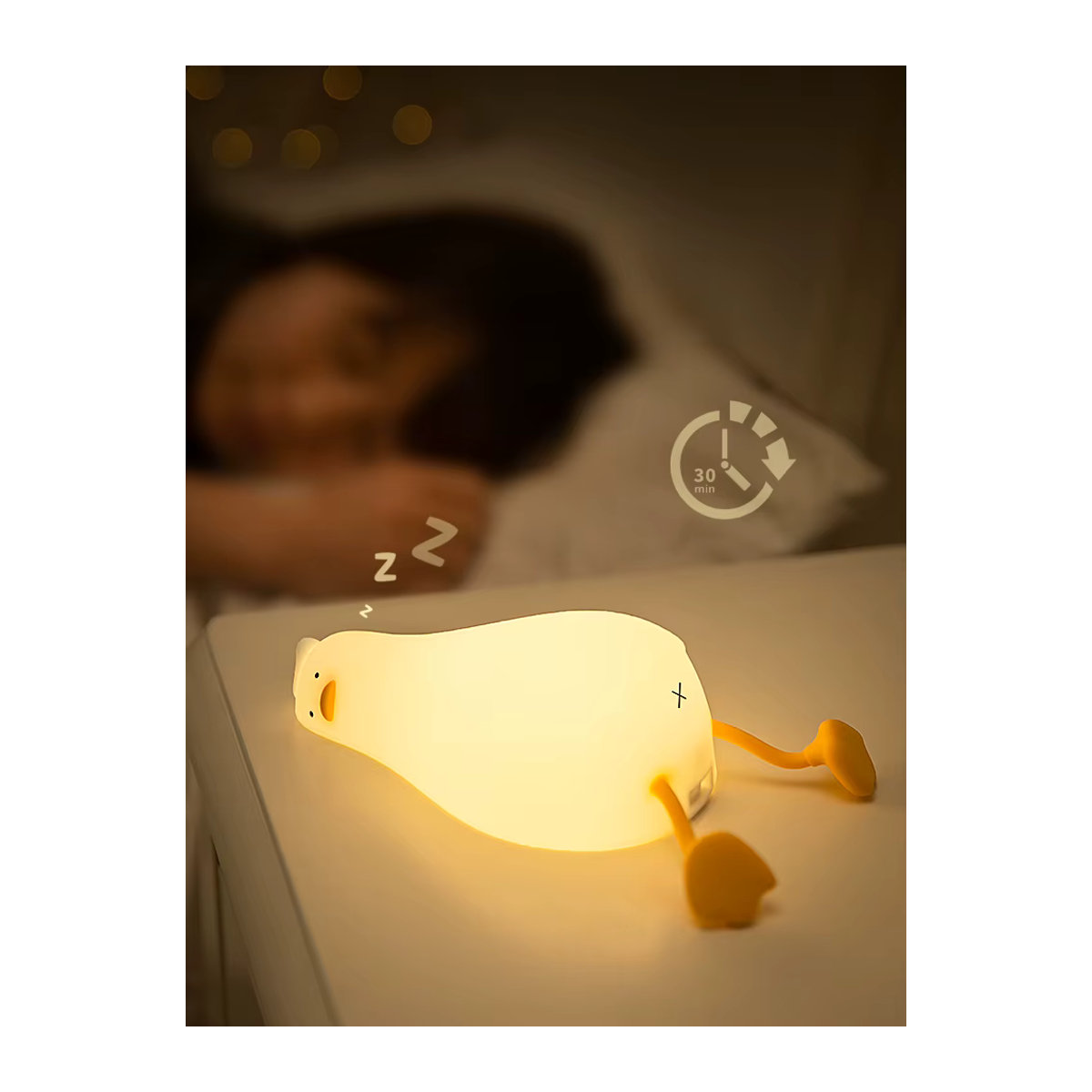 GGBEE Kawaii Ente Nachtlicht aus Silikon, dimmbare LED Nachttischlampe, wiederaufladbar, Weiß - Bild 2