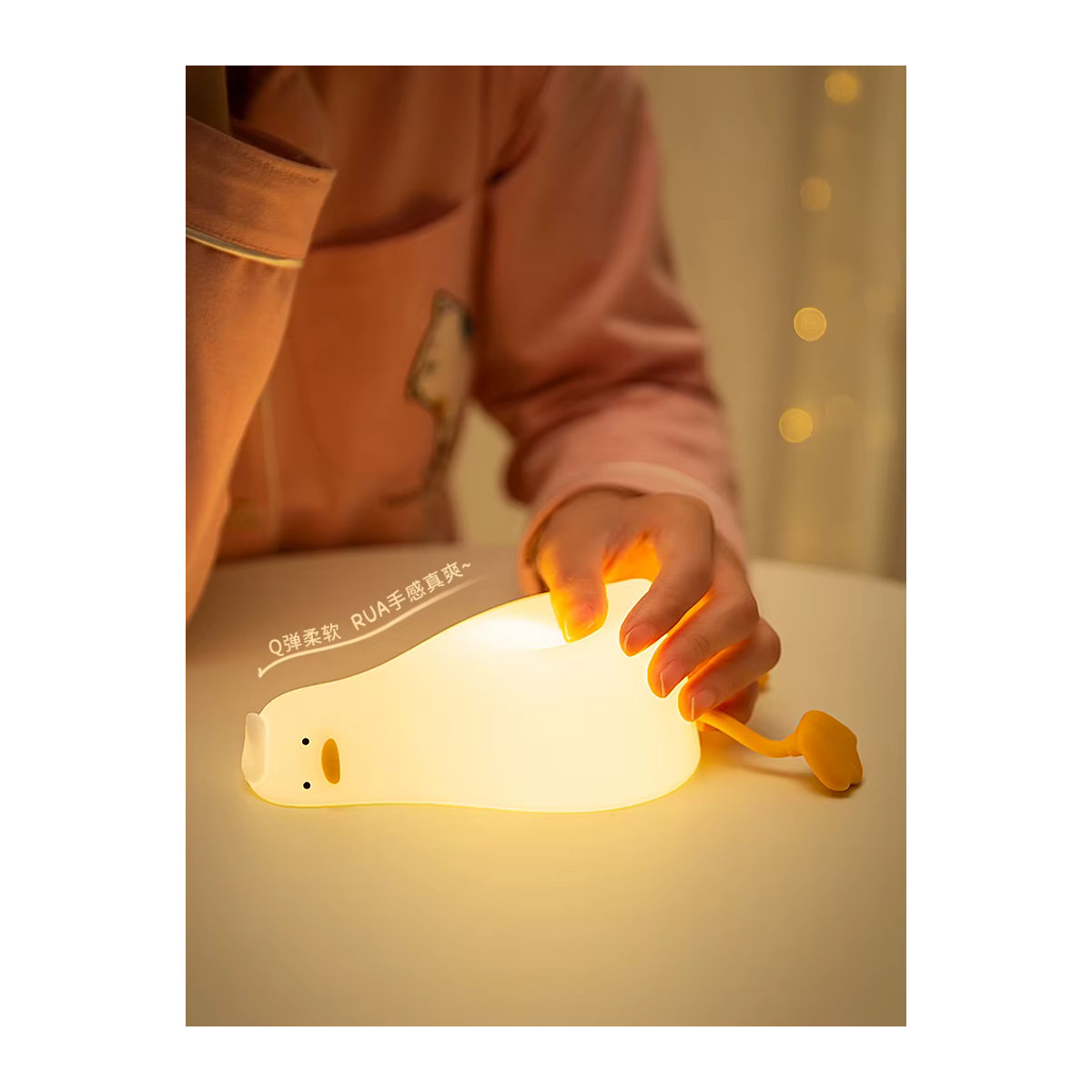 GGBEE Kawaii Ente Nachtlicht aus Silikon, dimmbare LED Nachttischlampe, wiederaufladbar, Weiß - Bild 4