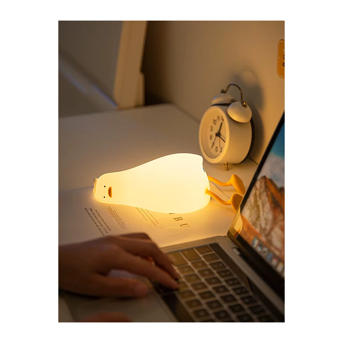 GGBEE Kawaii Ente Nachtlicht aus Silikon, dimmbare LED Nachttischlampe, wiederaufladbar, Weiß - Bild 5