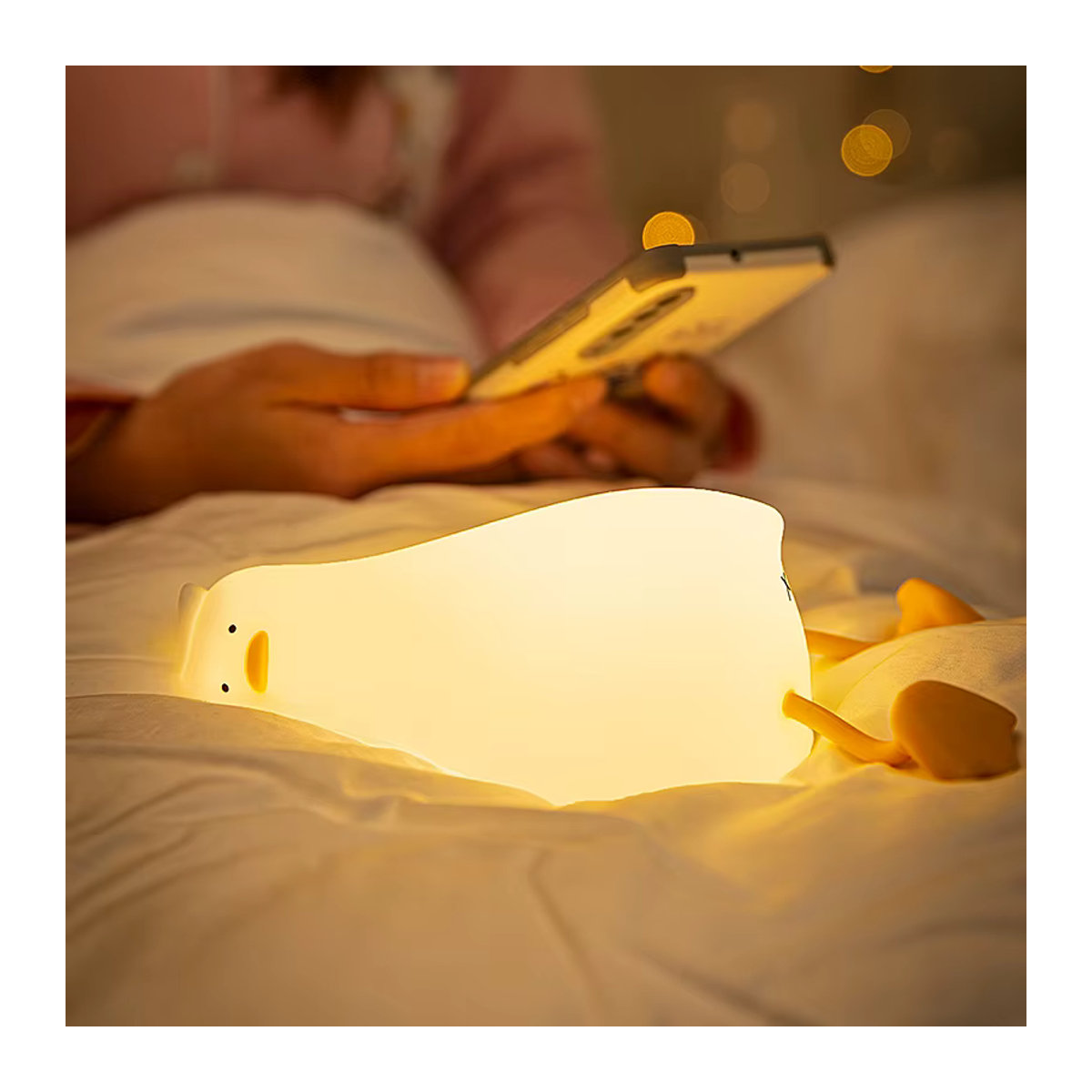 GGBEE Kawaii Ente Nachtlicht aus Silikon, dimmbare LED Nachttischlampe, wiederaufladbar, Weiß - Bild 6