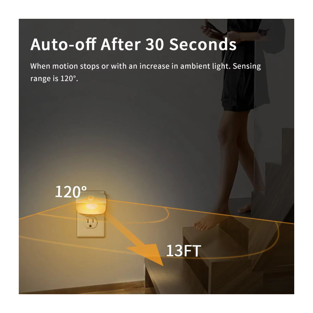 GGBEE LED Nachtlicht mit Bewegungsmelder in Weiß, minimalistisches Plug-in Wandlicht für Schlafzimmer und Flur - Bild 2