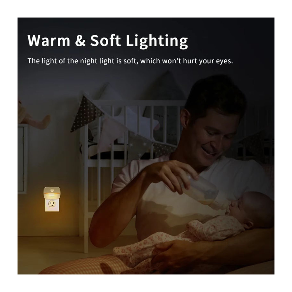 GGBEE LED Nachtlicht mit Bewegungsmelder in Weiß, minimalistisches Plug-in Wandlicht für Schlafzimmer und Flur - Bild 3