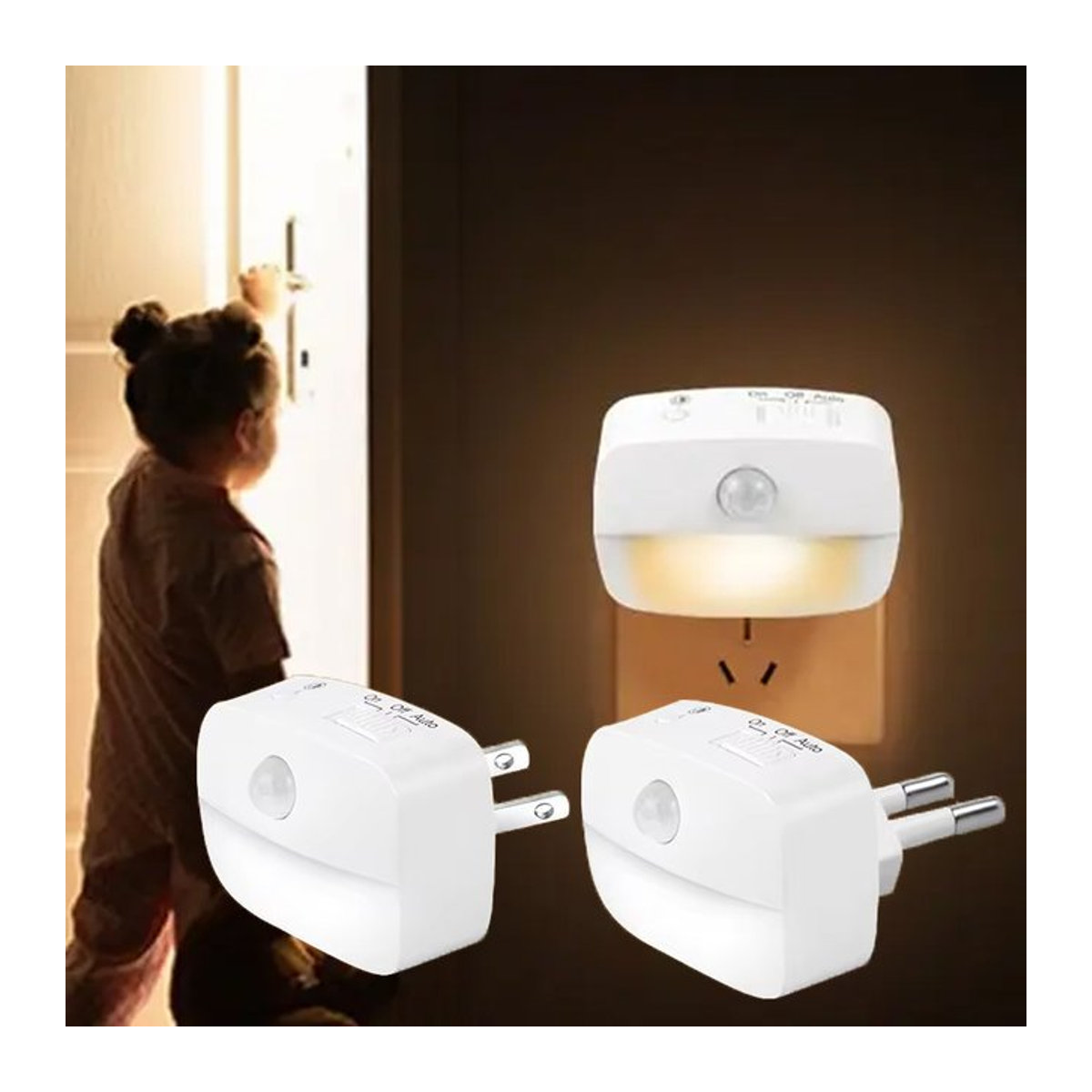 GGBEE LED-Nachtlicht mit Bewegungssensor und PIR-Infrarot-Sensor, Weiß, 3 Farben, Minimalistisches Design - Bild 1