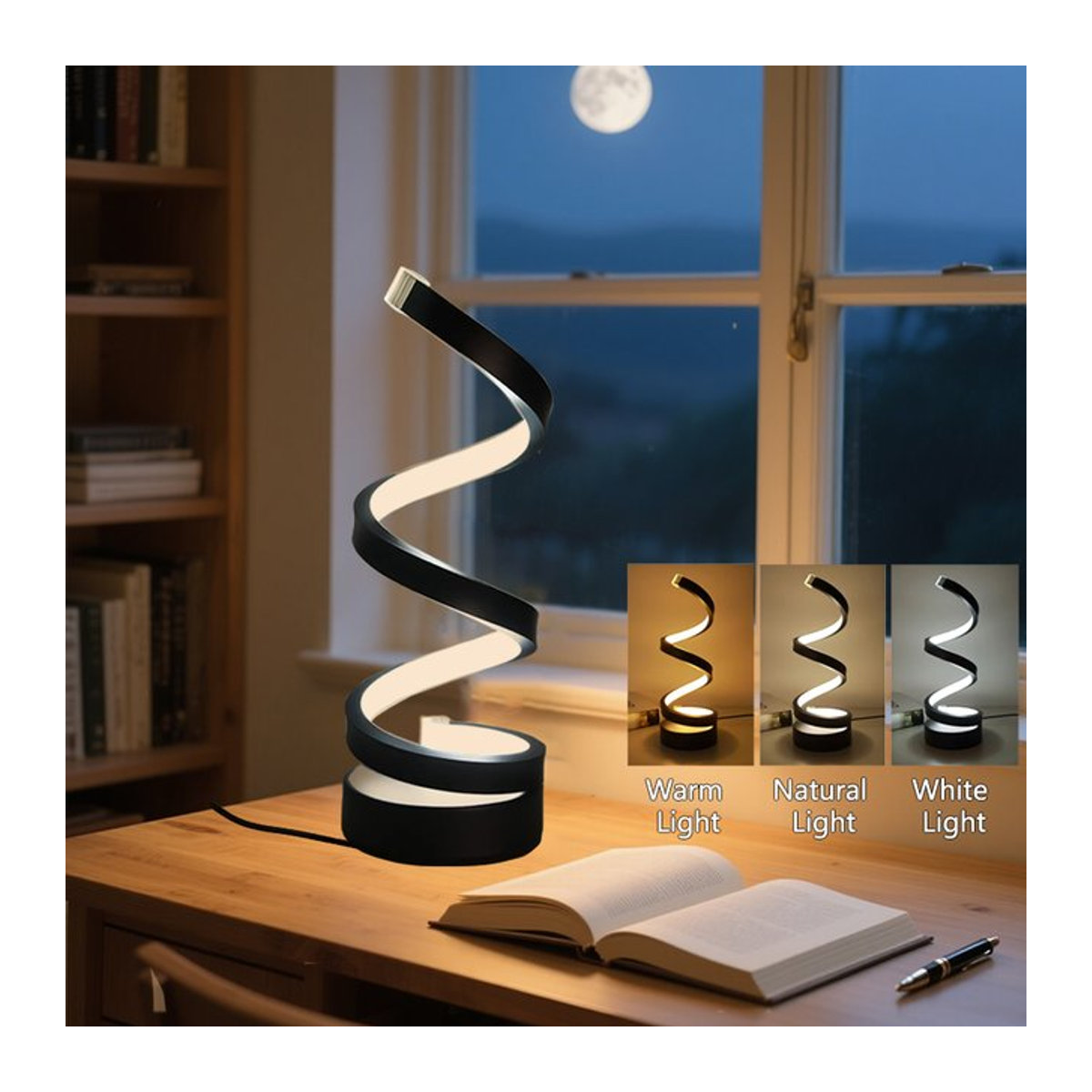 GGBEE LED Tischlampe in Schlangenform aus Leder, dimmbares USB Nachtlicht mit Knopfschalter, Weiß oder RGB - Bild 1